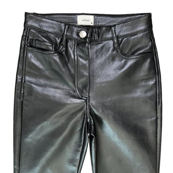 Wilfred Aritzia Faux Leather Flare Pants Black 00 XXS | Holiday Night Out Chic - Picture 5 of 12